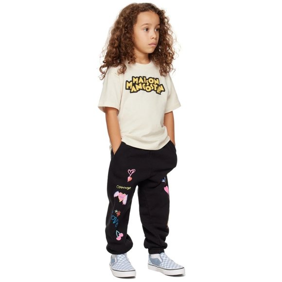 KIDS WORLDWIDE SSENSE Exclusive Kids Black All Over Love Print Sweatpants SZ 4 - Picture 2 of 7